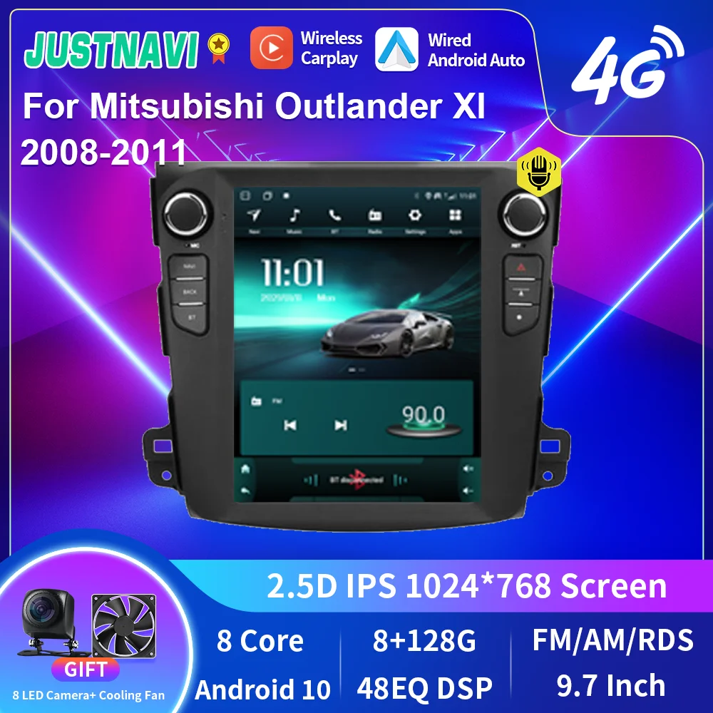 

Автомагнитола JUSTNAVI для Mitsubishi Outlander XL 2 2006-2012, 2DIN, 9,7 дюйма, в стиле Tesla, для Carplay, мультимедиа, видеоплеер, навигация