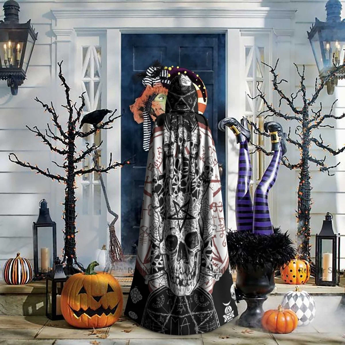 Плащ ведьмы злый череп и волшебное уплотнение с пентаграммой костюм для косплея