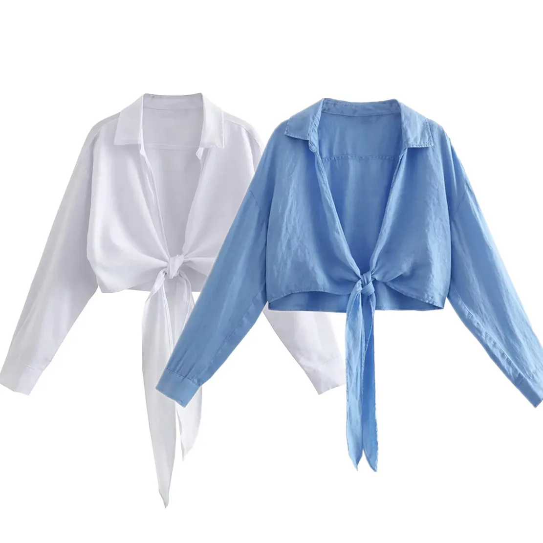 

Dave&Di Shirt Sexy Bow Solid Short Tops Casual Blouse Women High Street Linen Blouse