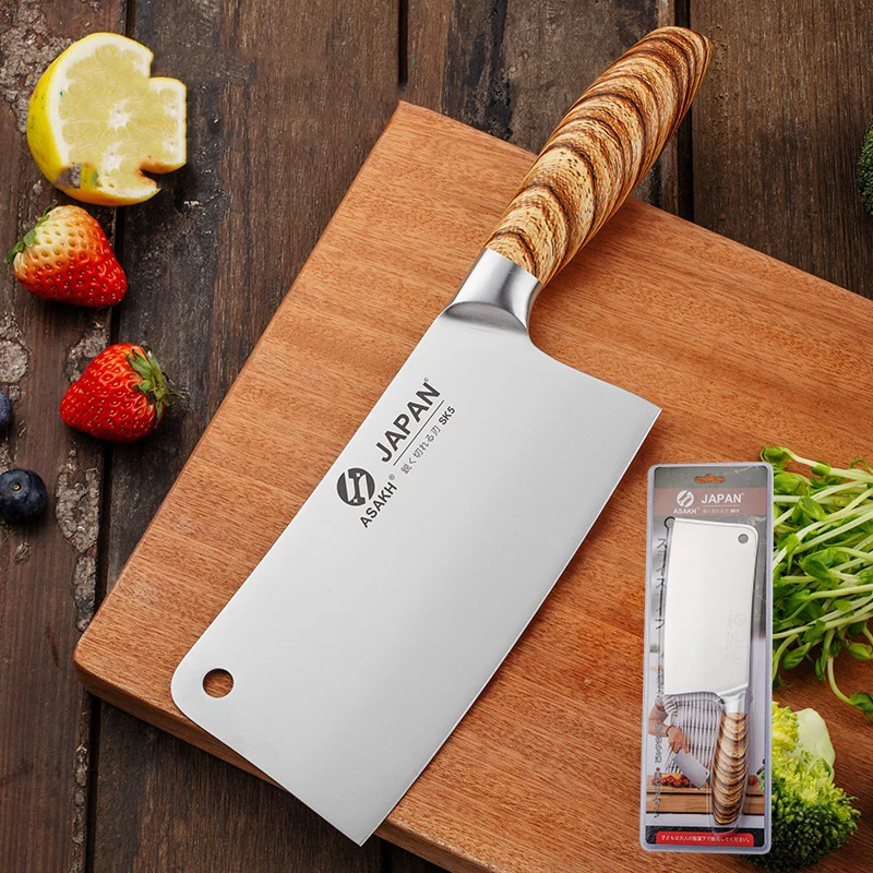 

7inch Chef Cleaver Knife Stainless Steel Chinese Cooking Knives Razor Sharp Chopping Slicing Vegetables Meat Butcher Knife