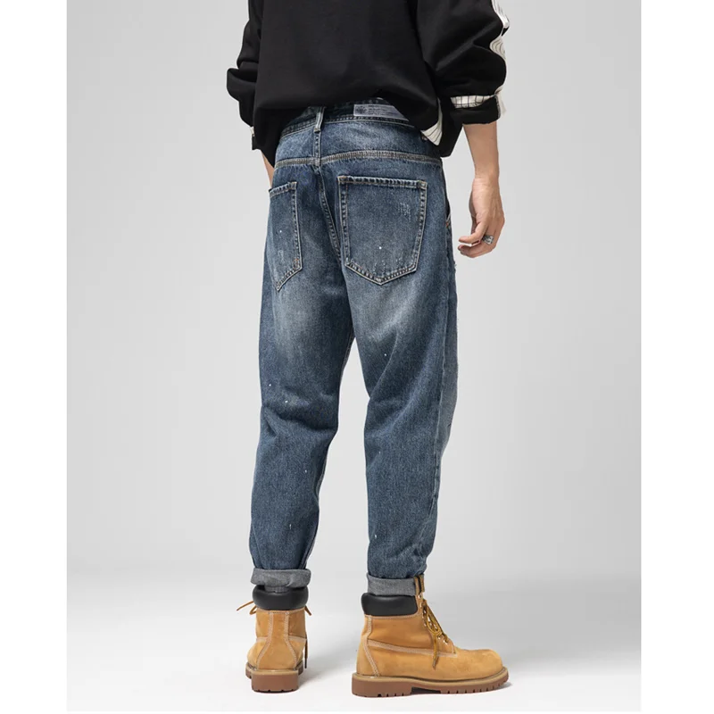 Streetwear Men 2022 Fashion New Pattern Recreational Black Hole Pants Straight Cylinder Comfortable Loose Jeans Autumn Female