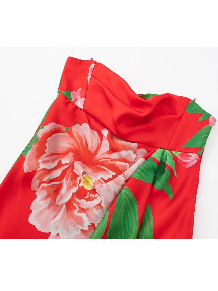 Платье-макси летнее с открытыми плечами без рукавов цветочным принтом |