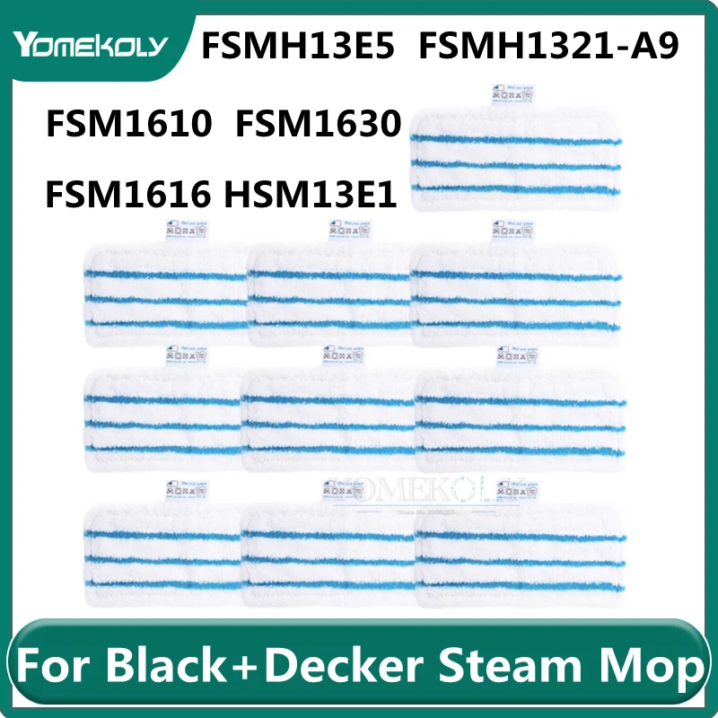 

10 шт., сменные тканевые насадки для швабры Black + Decker FSM1610 FSM1630 FSMH13E5 FSMH1321-A9 FSM1616 HSM13E1 HSMC1321