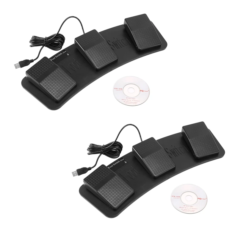 

2X FS3-P USB Triple Foot Switch Pedal Control Keyboard Mouse PC Game Plastic