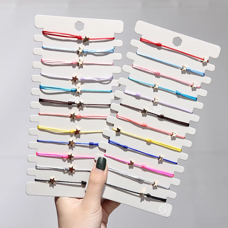 12 pcs/lot Pretty Colorful Star Butterfly Heart Pendent Bracelets For Women Girl Kids Fashion Jewelry Rope Adjustable Bracelet