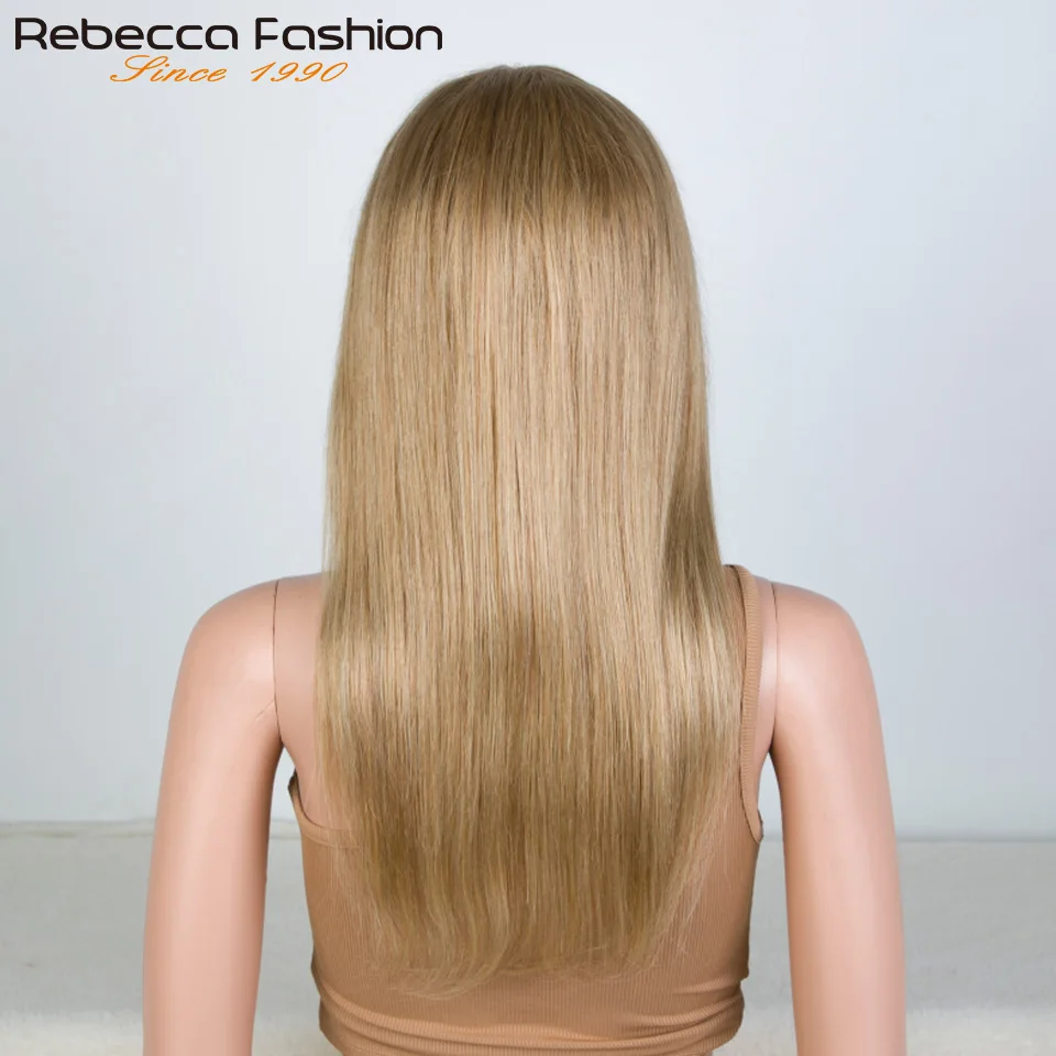 Прямые волосы Золотая блондинка от Rebecca 13*5*1 T парик из человеческих волос на сетке