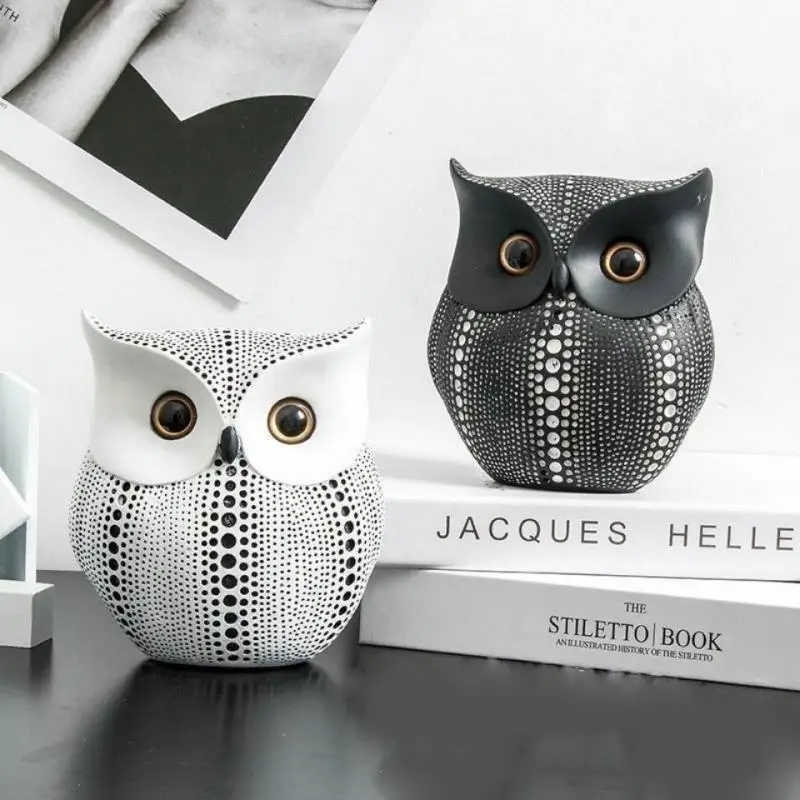

Resin Owl Animal Ornaments For Home Decor Handmade Vintage Yellow Owl Figurines Creative Desk Owl Miniatures Cabinet Decoration
