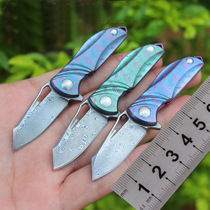Кухонные инструменты мини складной нож лезвие из дамасской стали три цвета для