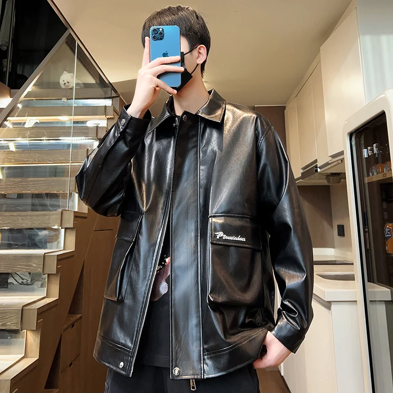 Осенняя новая американская винтажная свободная мотоциклетная кожаная одежда из