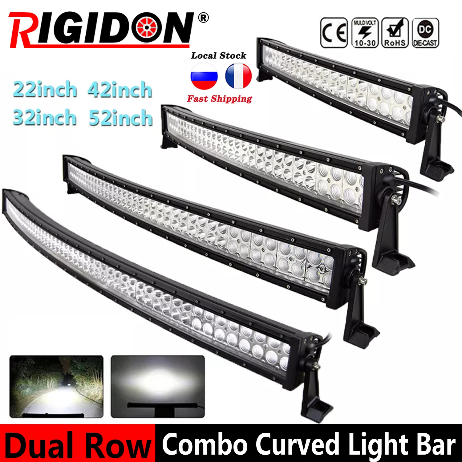 

RIGIDON Curved 22'' 32'' 42'' 50'' 52'' LED Light Bar Flood Spot Combo Beam for Offroad 4WD SUV UTE Truck ATV Boat