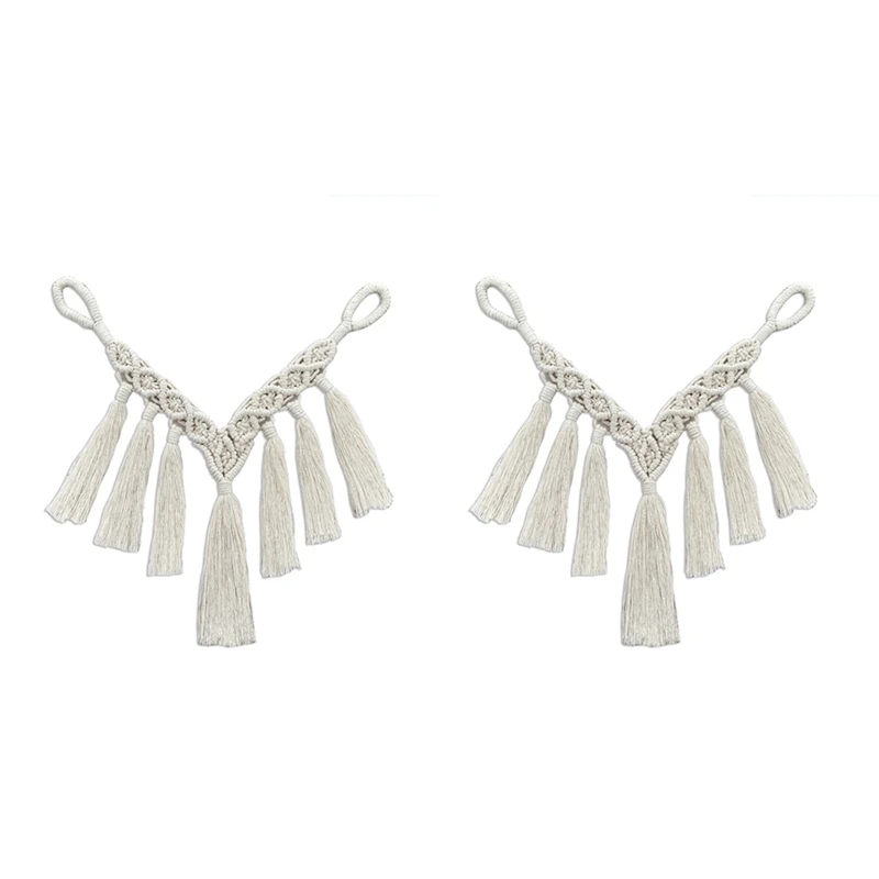 

2Pcs Bohemian Curtain Tiebacks Cotton Macrame Tassel Decoration Weave Curtains Tieback Straps Room Decor