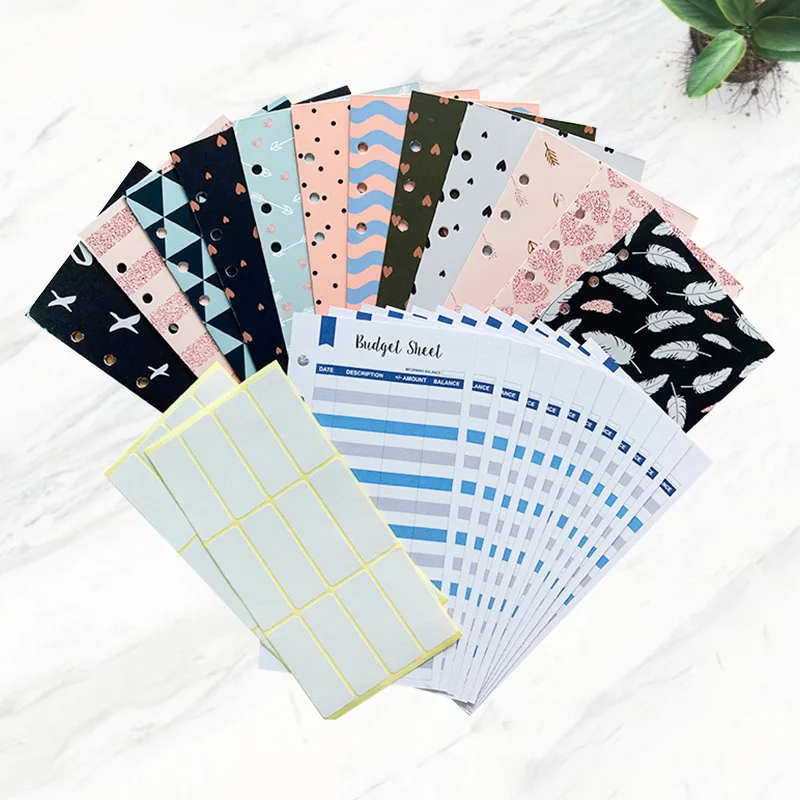 

A6 Punched Holes Binder Budget Envelopes Cash Envelope Budget Sheets Lables Budgeting Money Saving File Folder Accessories