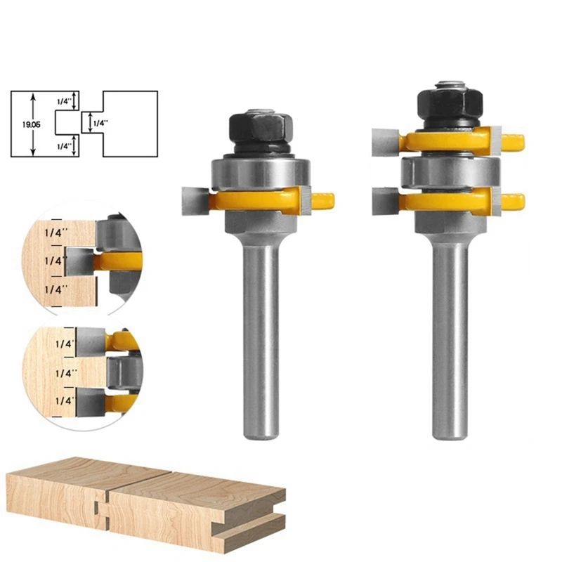 

2 Pieces Of 8 Mm Joint Assembly Milling Cutter Three-Edge T-Tenon Cutter Slotted Tenon Cutter Single Bearing