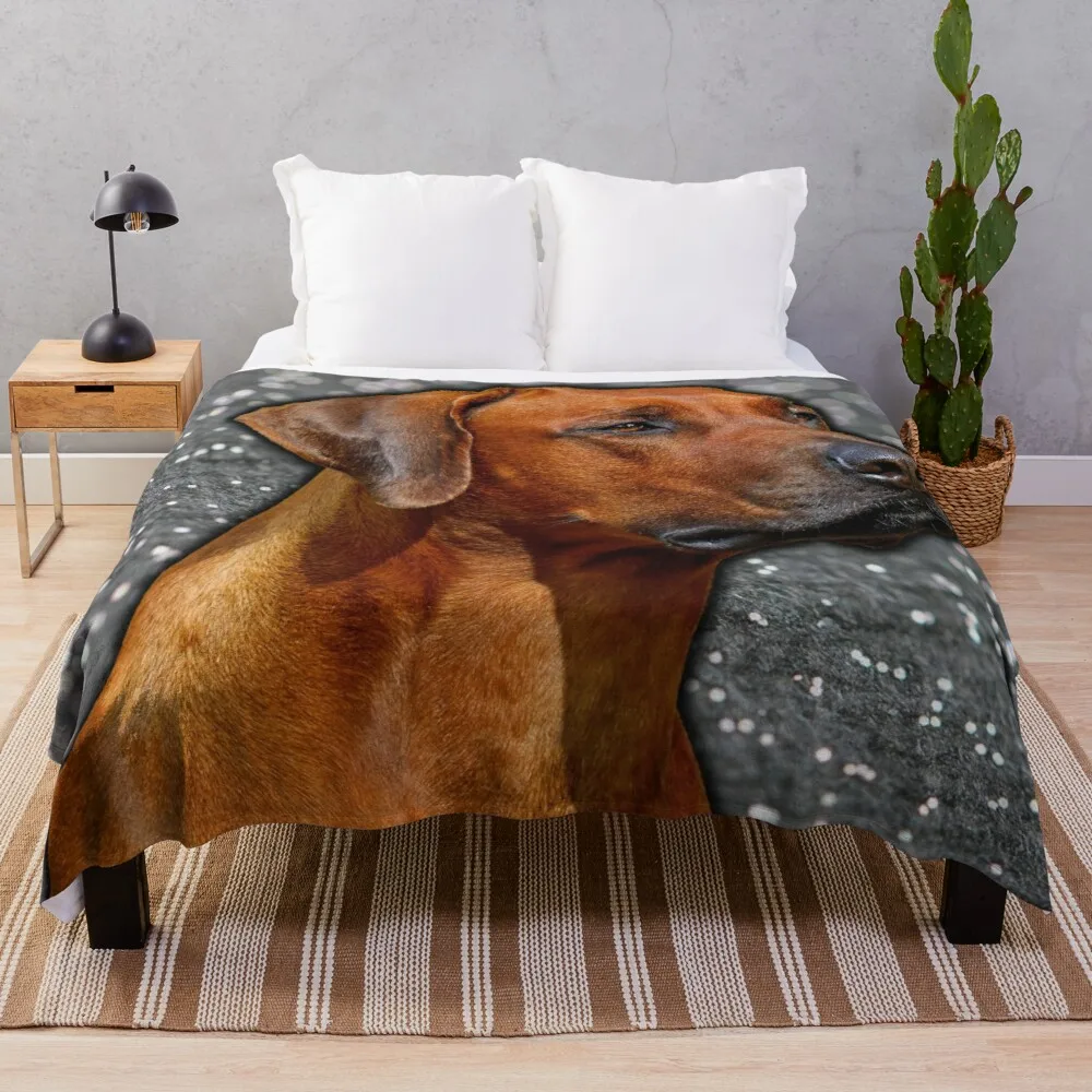 Rhodesian ridgeback domineering face Throw Blanket Cute Blanket Plaid