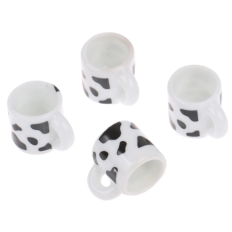 

Dollhouse Miniature Simulation Cow Pattern Ceramic Mug Model DIY Accessories Ornament Toy 1pc