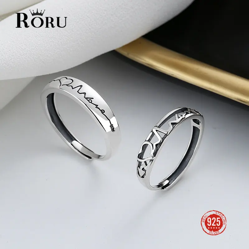 

S925 Silver Heartbeat Design Ring Korean Style Couples' Fashion Jewelry for Women Men Valentine's Day Party Gifts