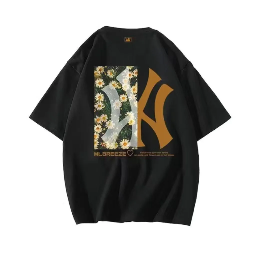 

Футболка мужская оверсайз с короткими рукавами, повседневная хлопковая в корейском стиле, в стиле хип-хоп, винтажная уличная одежда, лето 2023