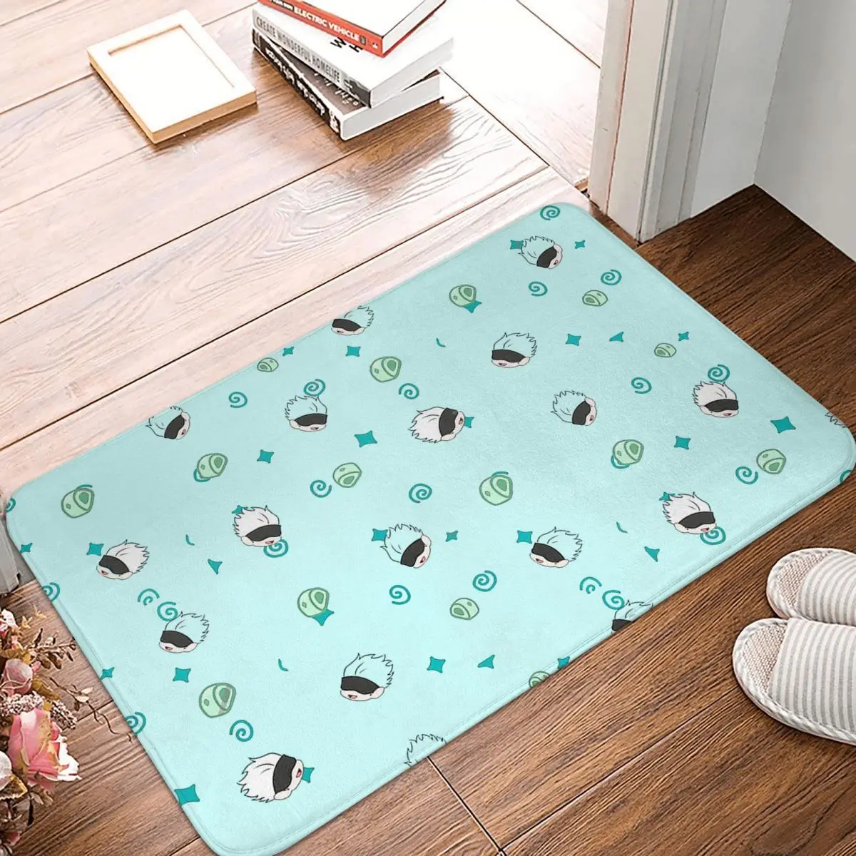 

Jujutsu Kaisen Gojo Satoru Non-slip Doormat Mochi Pattern Bath Bedroom Mat Prayer Carpet Flannel Modern Decor