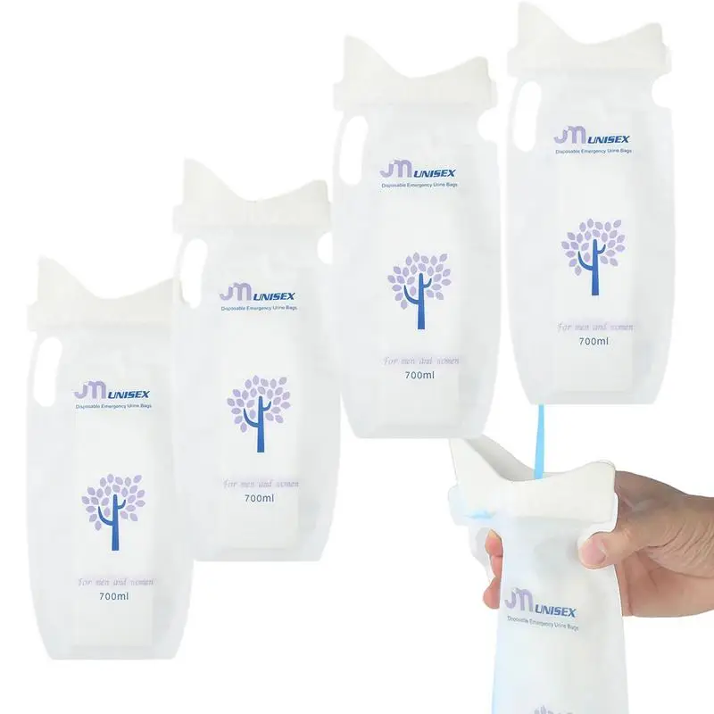 

Pee Bags Portable Urine Bags Unisex Urinal Bag 4 PCS 700ml Urinal Bag Travel Vomit Bag For Camping Hiking Pregnant Traffic Jams