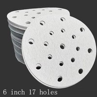 atpro 6 inch 17 hole flocking dry sanding paper round white sand frosted brushedsheet car putty polishing spray paint 20 pieces