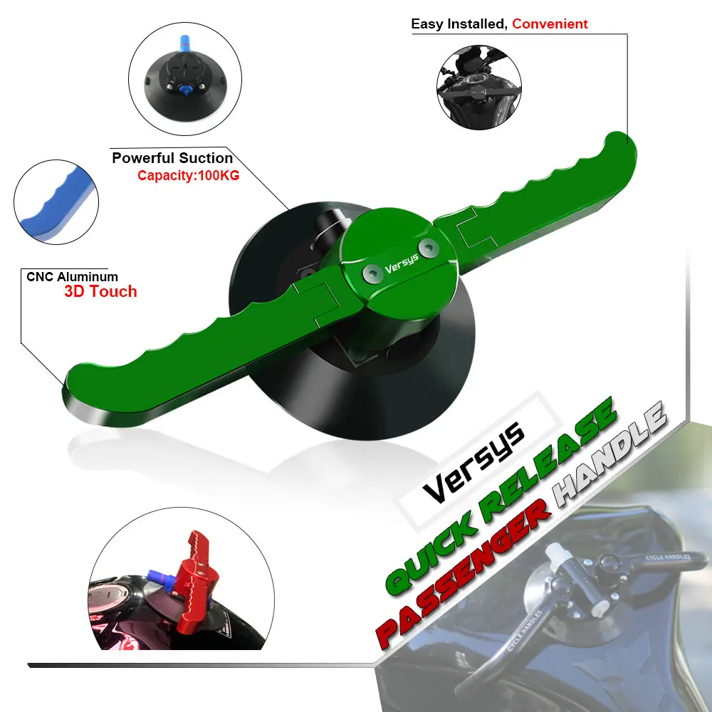 

Quick Release Vacuum Hand Pump Suction Cup Passenger Handgrips Tank Grab Bar Handle Armrest for KAWASAKI VERSYS X300 650 1000