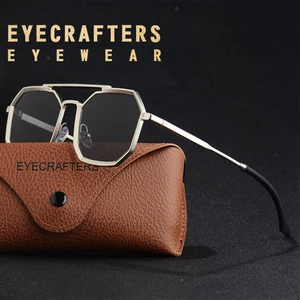 Brand Designer Small  Square Sunglasses Mens Womens Vintage Retro Polygon Metal Frame Sun Glasses Fa