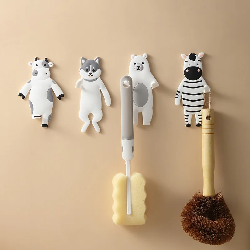 

Wall Hanging Hook Cartoon Animals Adhesive Storage Hook Free Nail Single Wall Hooks Decorative Home Decor Wall Hook Key Holde