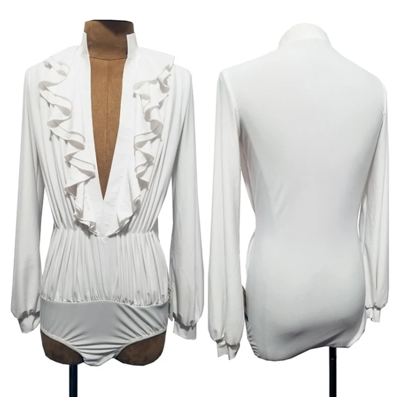 

Professional Latin Dance Competition Clothes Male V-Neck Lace Up ChaCha Dancing Stage Costume Multi-Color Tango Shirt VDB3937