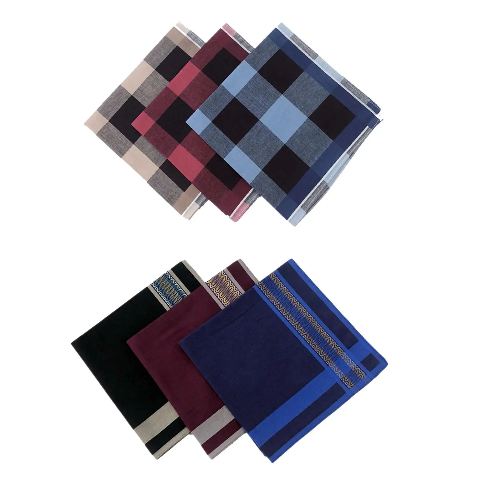 

6 Pieces Plaid Handkerchief 40cmx40cm Reusable Soft Assorted Color Suit Hankies for Prom Birthday Formal Party Wedding
