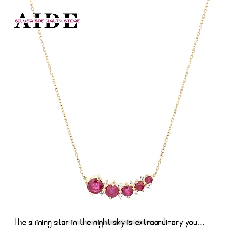 

AIDE S925 Silver Single Row Rose Red White Zircon Necklace Pendant Clavicle Chain for Women Wedding Jewelry Accessories Gifts