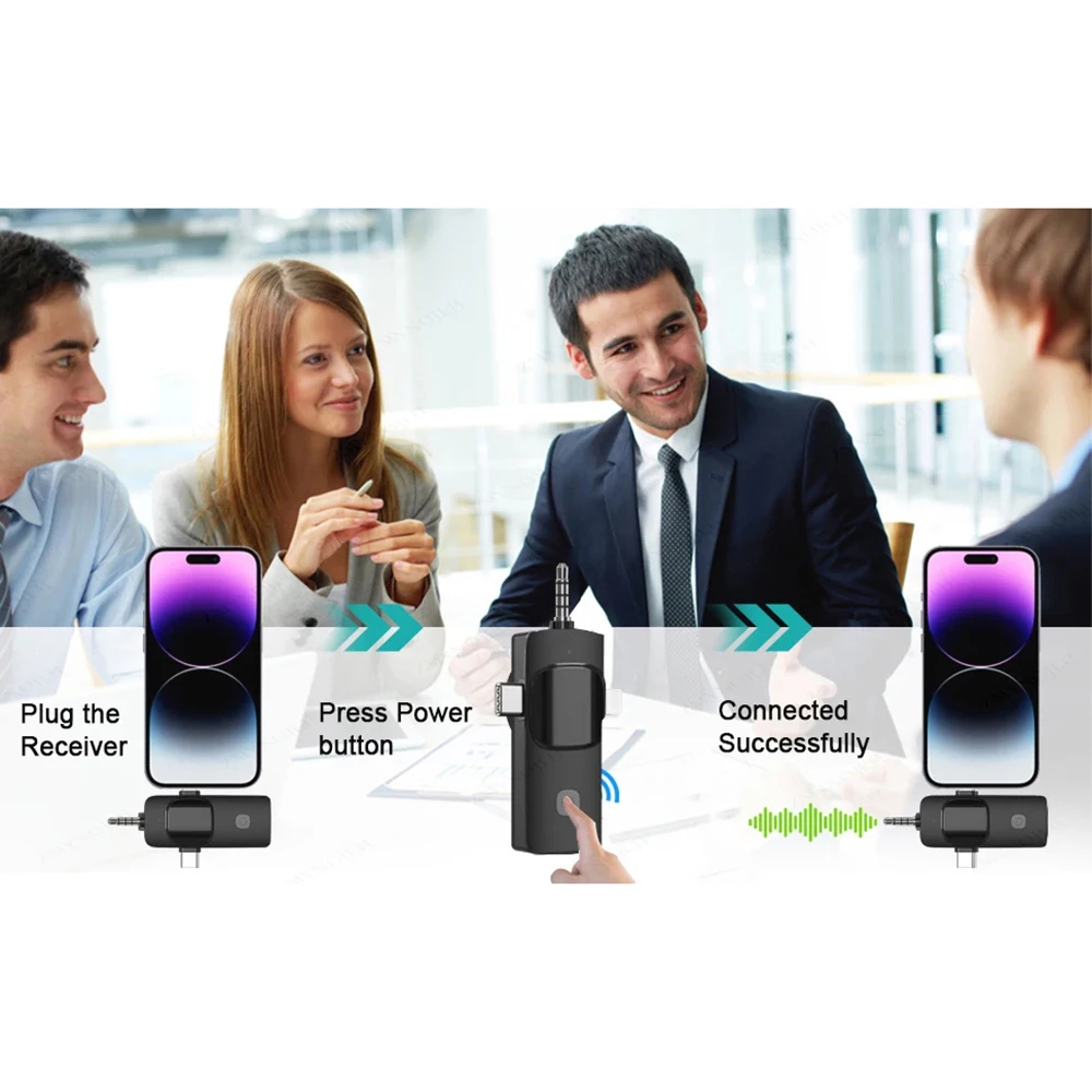 Беспроводной петличный микрофон 3 в 1 для iPhone Android 5 мм