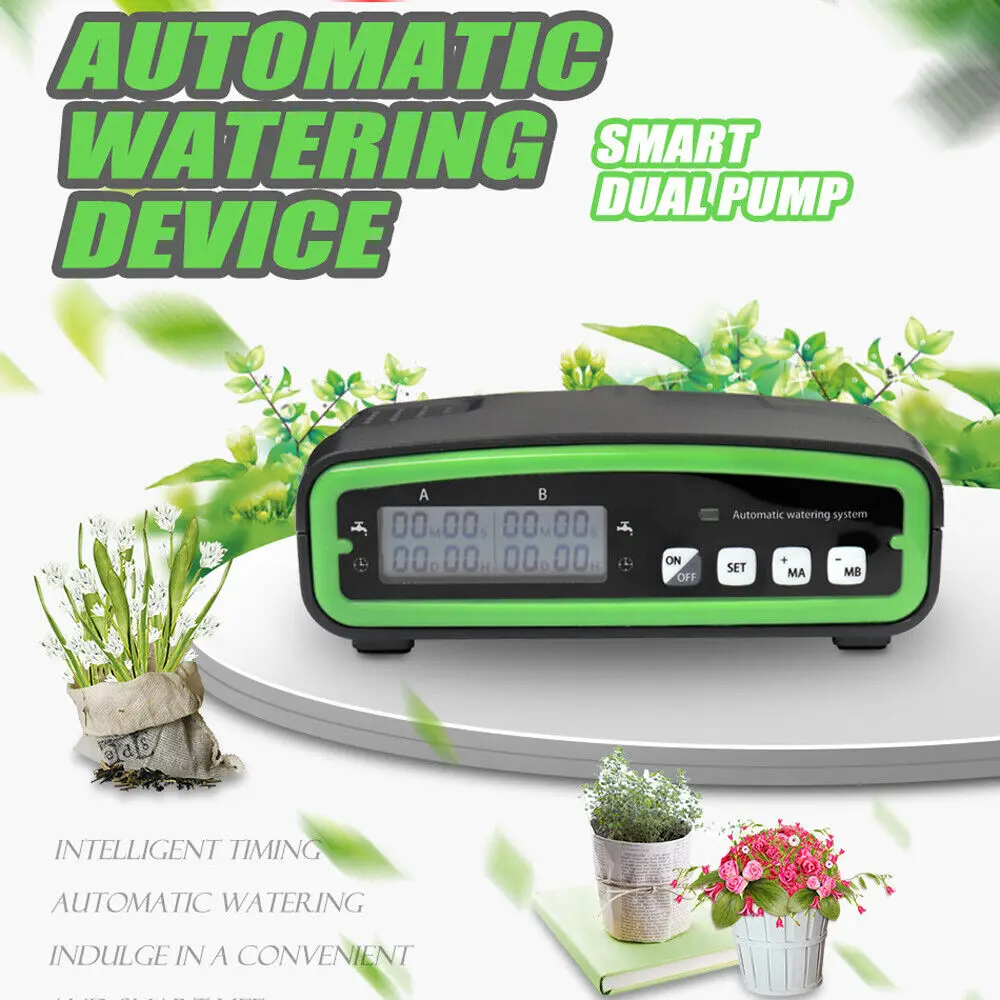 

Intelligent Watering Device Automatic Double Pump Timed Waterer Garden Terrace Drip for 20 Potted Plant Flower Irrigation System
