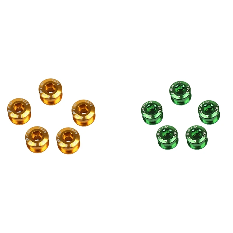 

Litepro 10Pcs Single Crankset Screw Bicycle Chain Ring Wheel Bolt Road MTB Bicycle Disc Screws Gold & Green