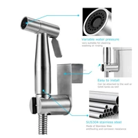 high water pressure stainless steel shattaf douche complete set with adapterhose and holder for toilet