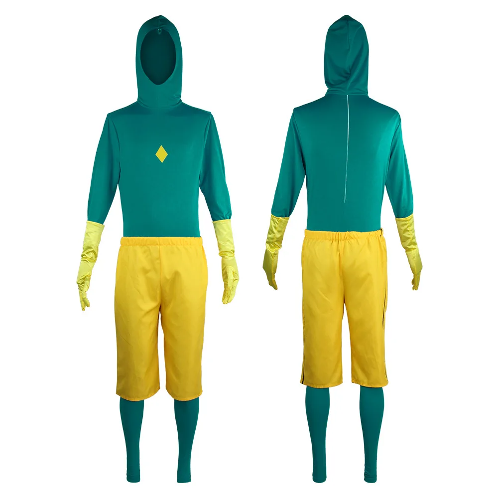 Takerlama Superhero Cosplay Jumpsuit with Yellow Cloak Cap Adult Halloween Costume Bodysuit Shorts Gloves Outfits Sets |