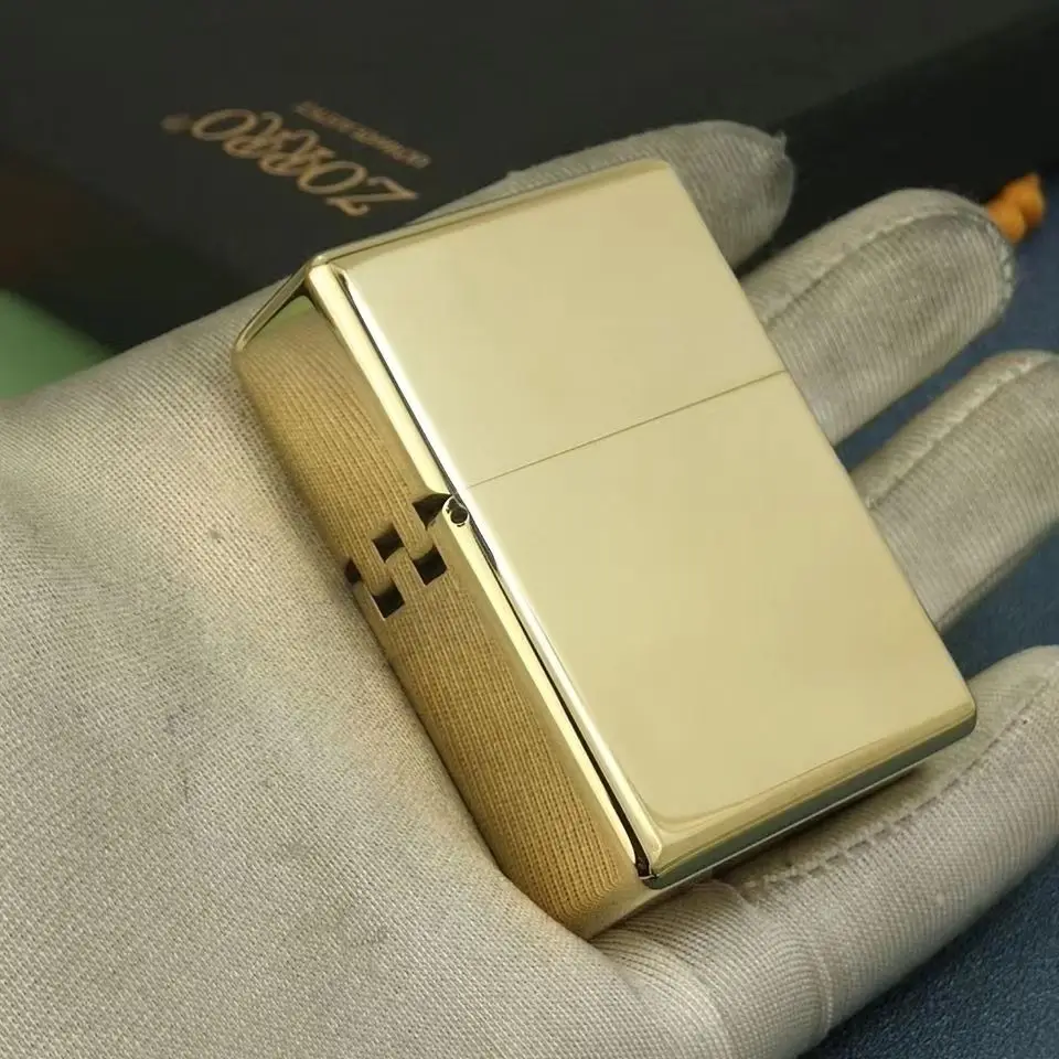 

ZORRO 912S Retro High End Heavy Armor Brass Titanium Windproof Kerosene Lighter 3/5 Hinge Metal Gasoline Lighter Men's Gift