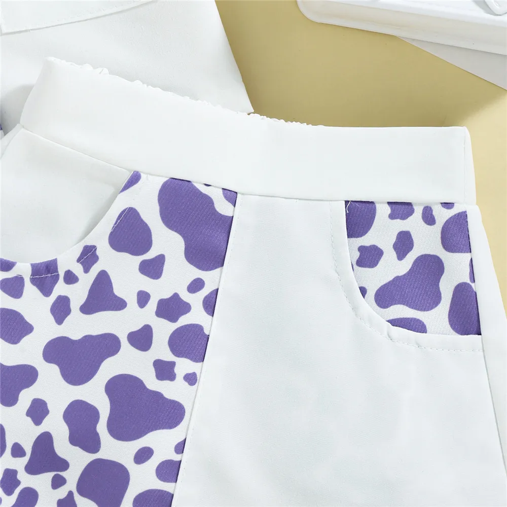 Женская летняя рубашка с коротким рукавом и отложным воротником принтом коровы |