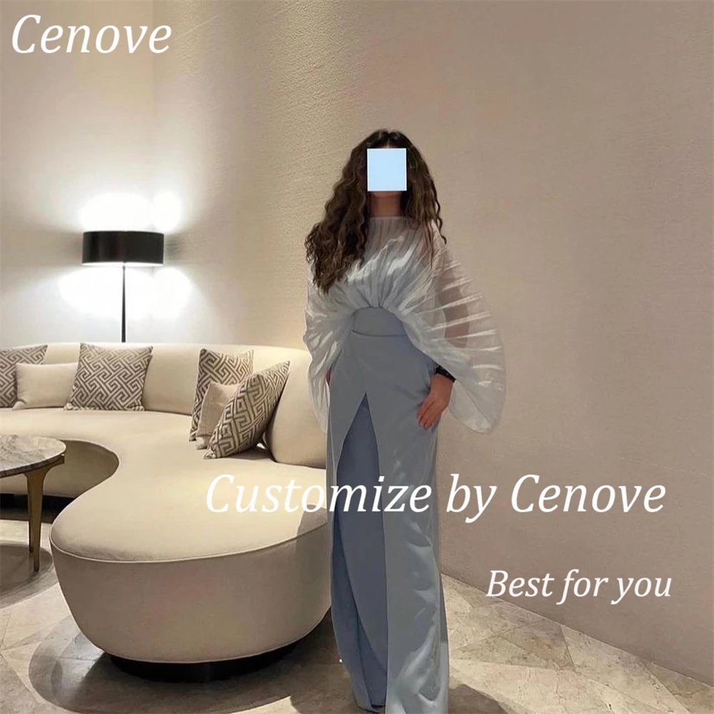 Женский длинный костюм-брюки Cenove официальное Элегантное синее платье с круглым