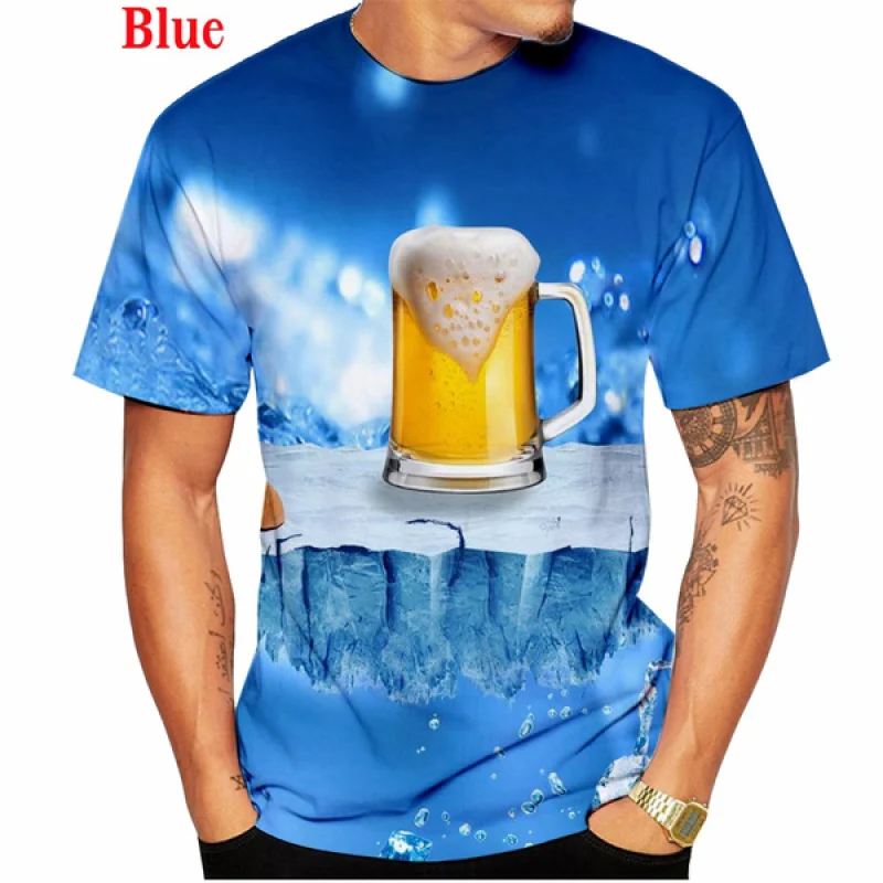 

2022 summer Newest Beer Print T Shirt Summer Casual Men's and Women's Cool T-Shirt Tops