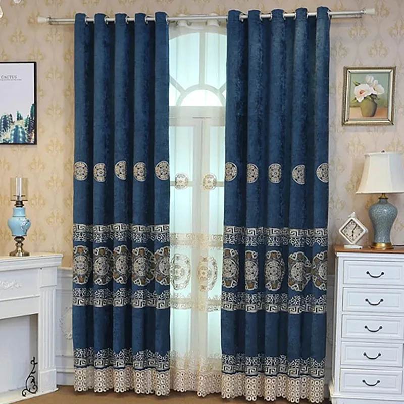 

Chinese Style Cortina Classic Luxury Curtains for Living Room Embroidery Drapes Bedroom Shading Window Curtain Tulle Home Custom