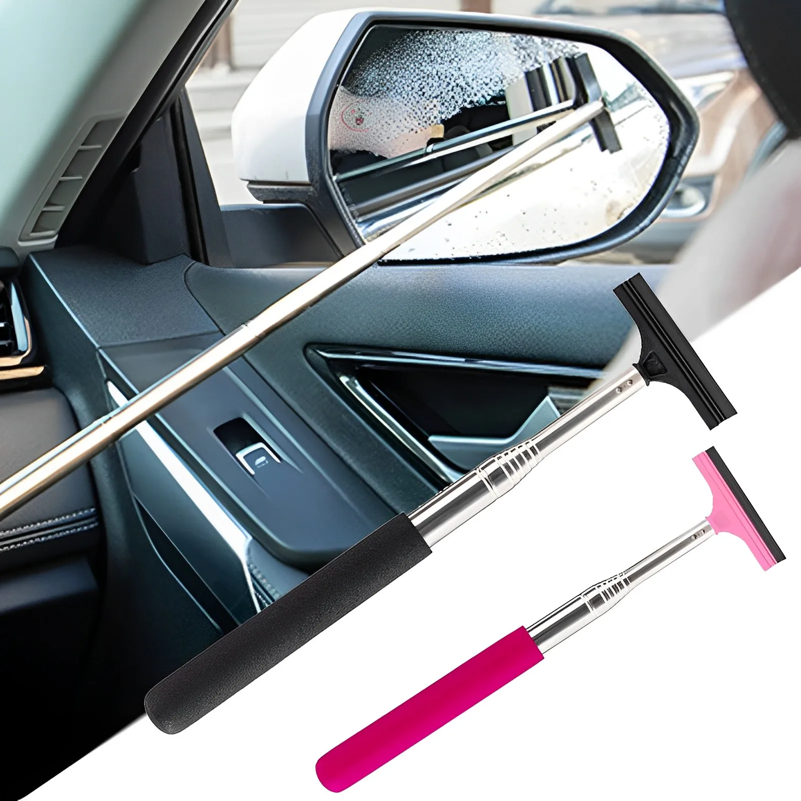 

Retractable Car Rearview Mirror Wiper Portable Auto Mirror Squeegee Cleaner Water Remover Rain Car Cleaning Tool Car Accessories