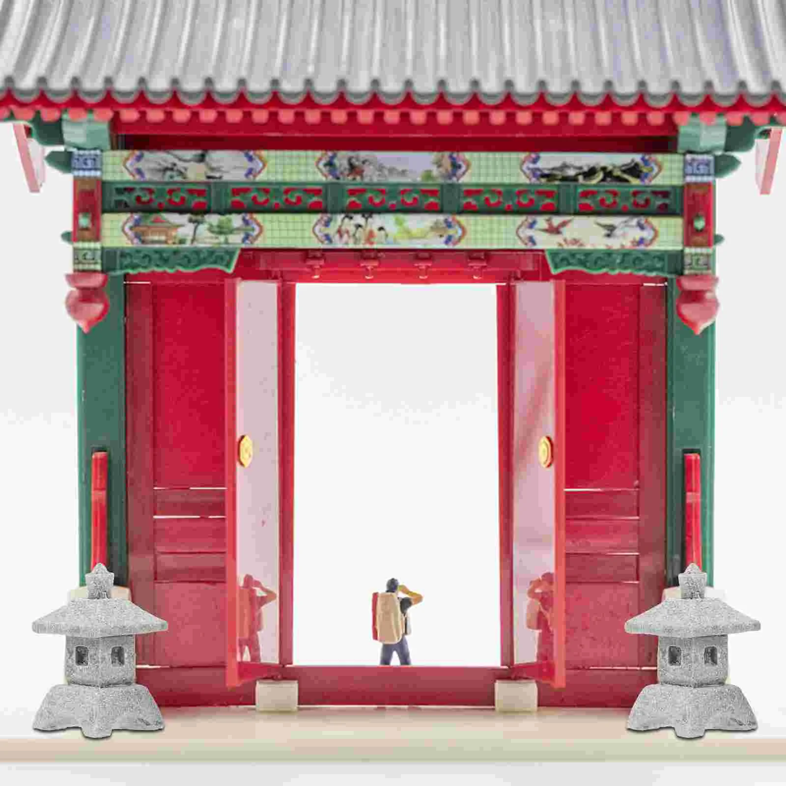 

4 Pcs Miniature Fairy Figurines Sand Table Pavilion Model Decorate Scene Sandstone House Accessory Pagoda Statue Garden