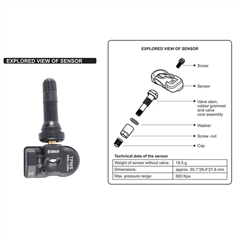 Фото 20 шт. программируемый датчик давления в шинах TPMS для Autel TS408 TS508 ITS600 433 МГц 315 МГц 2 в 1 система сенсорного монитора MX №5