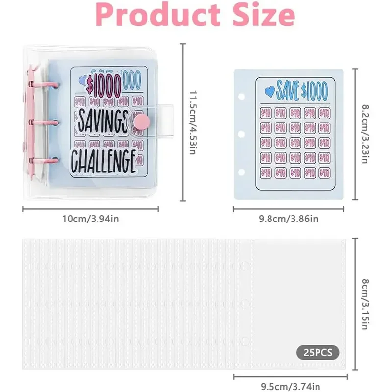 Creatieve $1000 Savings Challenge Binder Envelope Бюджетная папка для ноутбука с денежными конвертами
