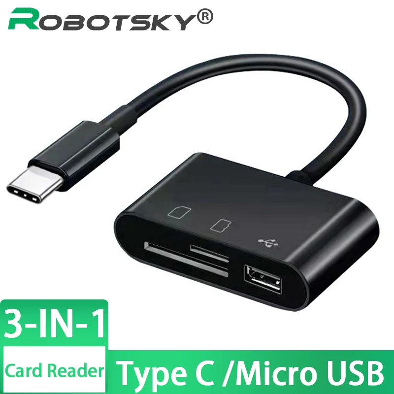 Type C Micro USB OTG кардридер кабель 3 в 1 SD/TF коннектор передача данных флэш-накопитель