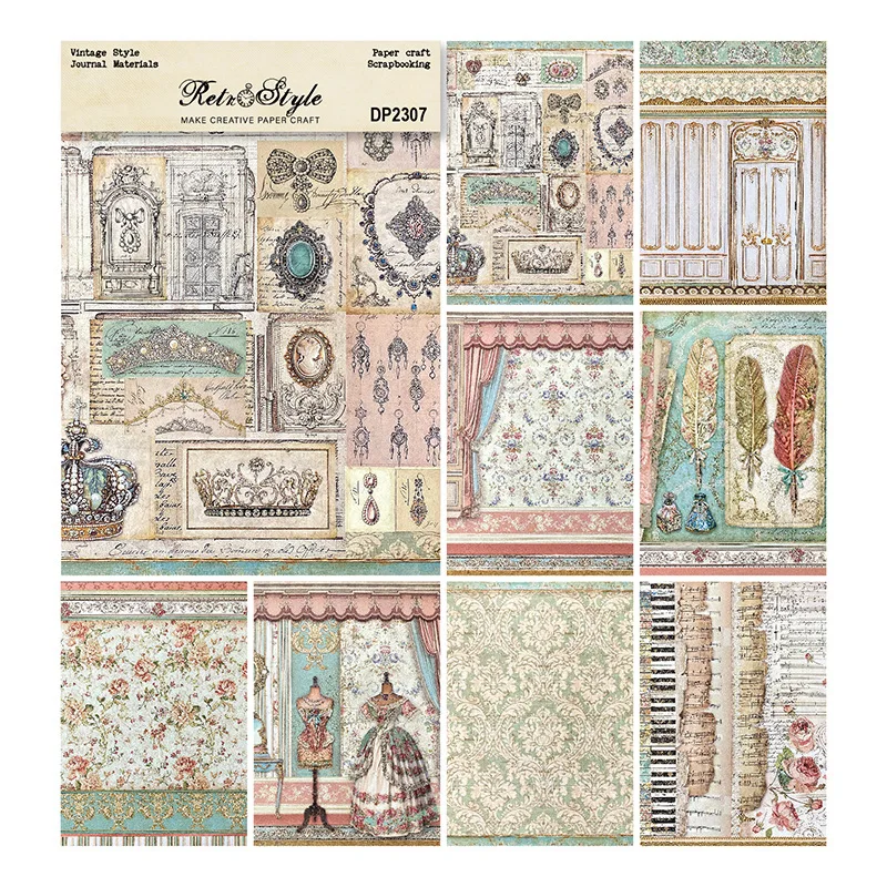 

8 Sheets A5 Retro Jewelry Skirt Scrapbooking Material Hand Account Background Paper Diy Album Scrapbook Papers