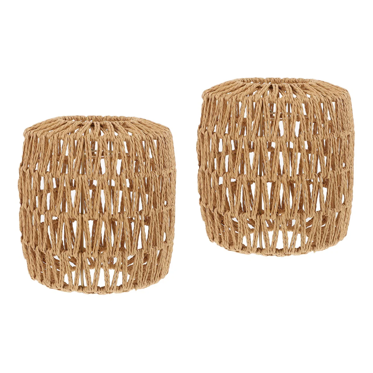 

2 pcs Round Woven Vintage Retro Unique Chandelier Lampshade Floor Lamp Shade Replacement Rattan Lamp Shade Pendant Lamp Shade