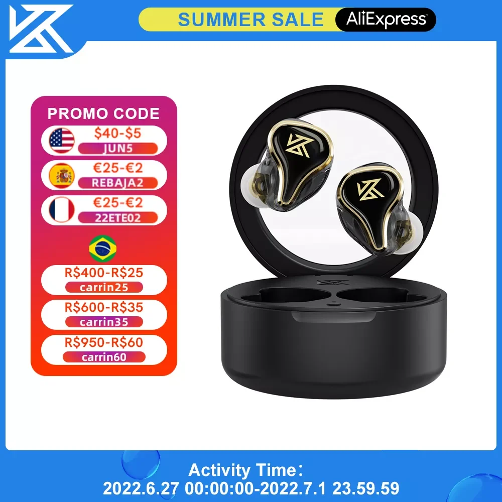 

KZ SK10 TWS Bluetooth-Compatible 5.2 Earphones Wireless Touch Control Noise Sport Headset Hybrid HiFi Sport Monitor Headphones