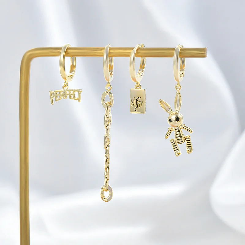 

Fashion Luxurious Cubic Zircon Cuban Chain Tassel Earrings Sets Korean Style Drop Dangle Earrings For Women Man Jewelry Gift