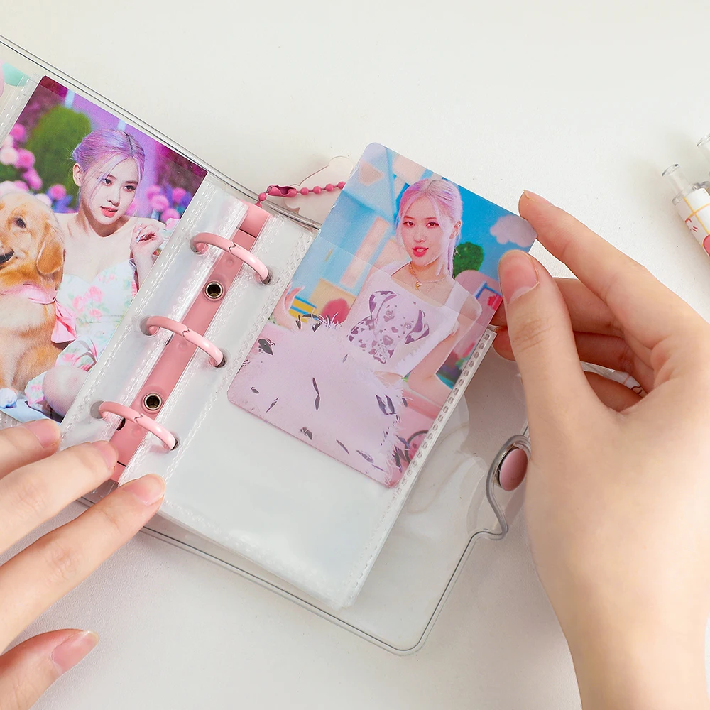 Новинка Kawaii Bear прозрачная папка notebok с подвеской kpop держатель для фотокарт мини 3